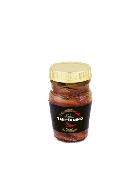 Filetti di acciughe in olio d'oliva e peperoncino 80g